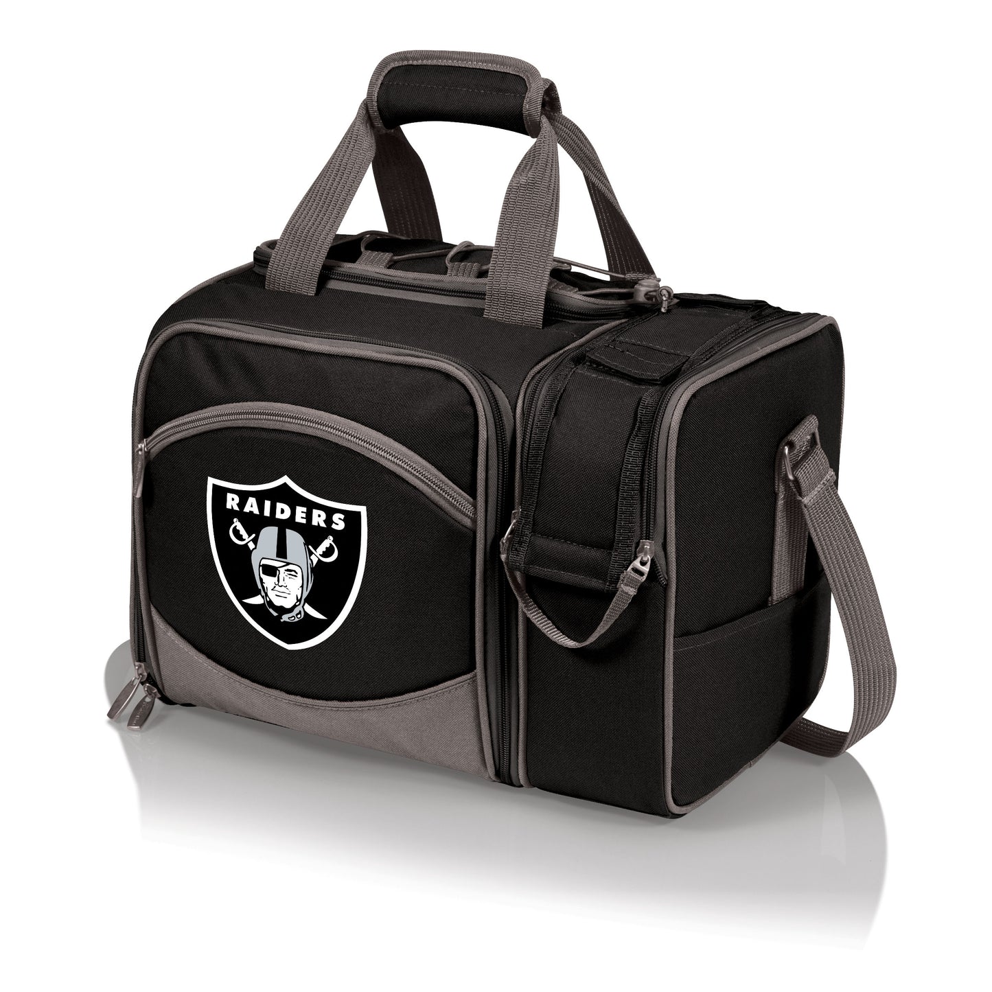 Las Vegas Raiders Malibu Picnic Basket Cooler, (Black with Gray Accents)
