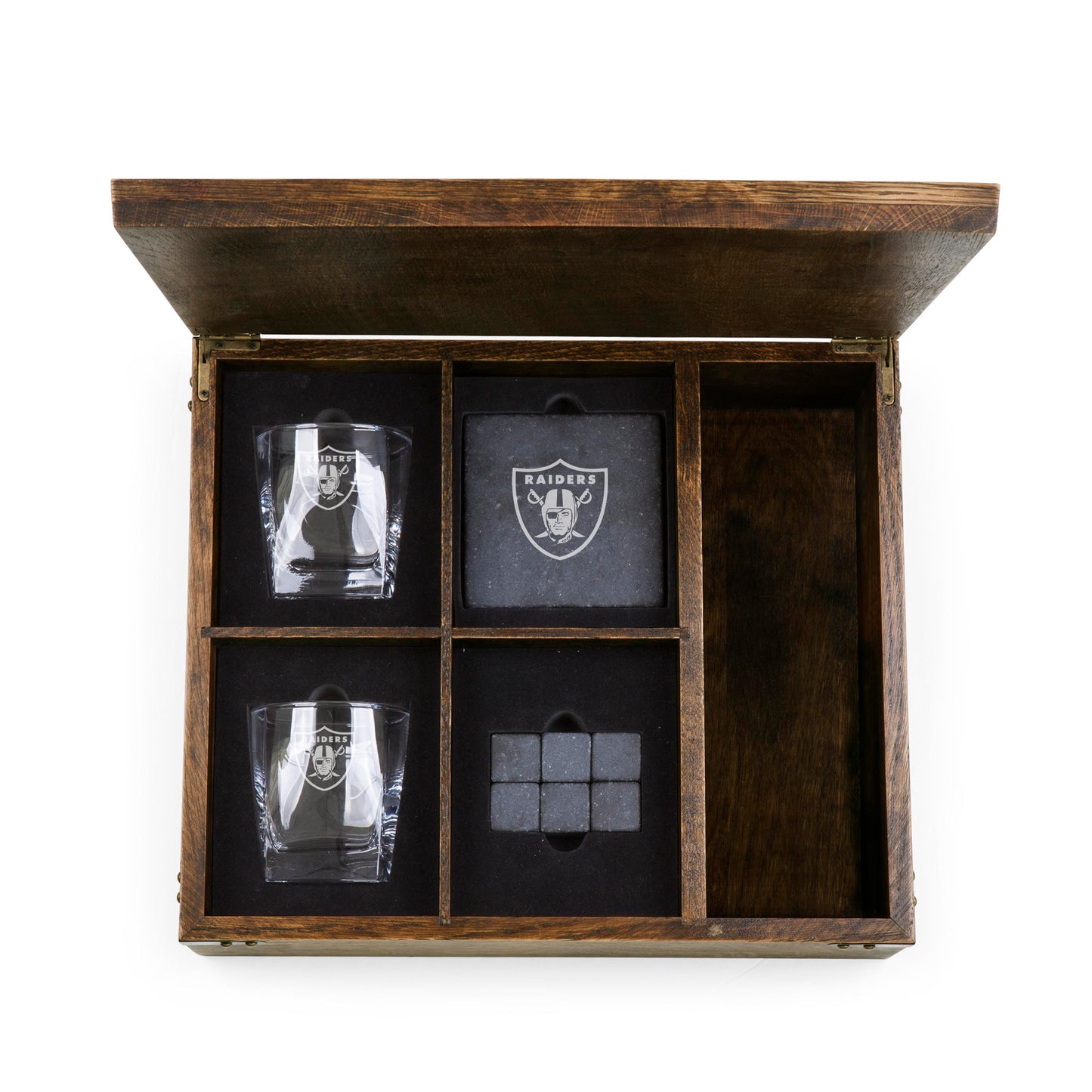 Las Vegas Raiders Whiskey Box Gift Set, (Oak Wood)