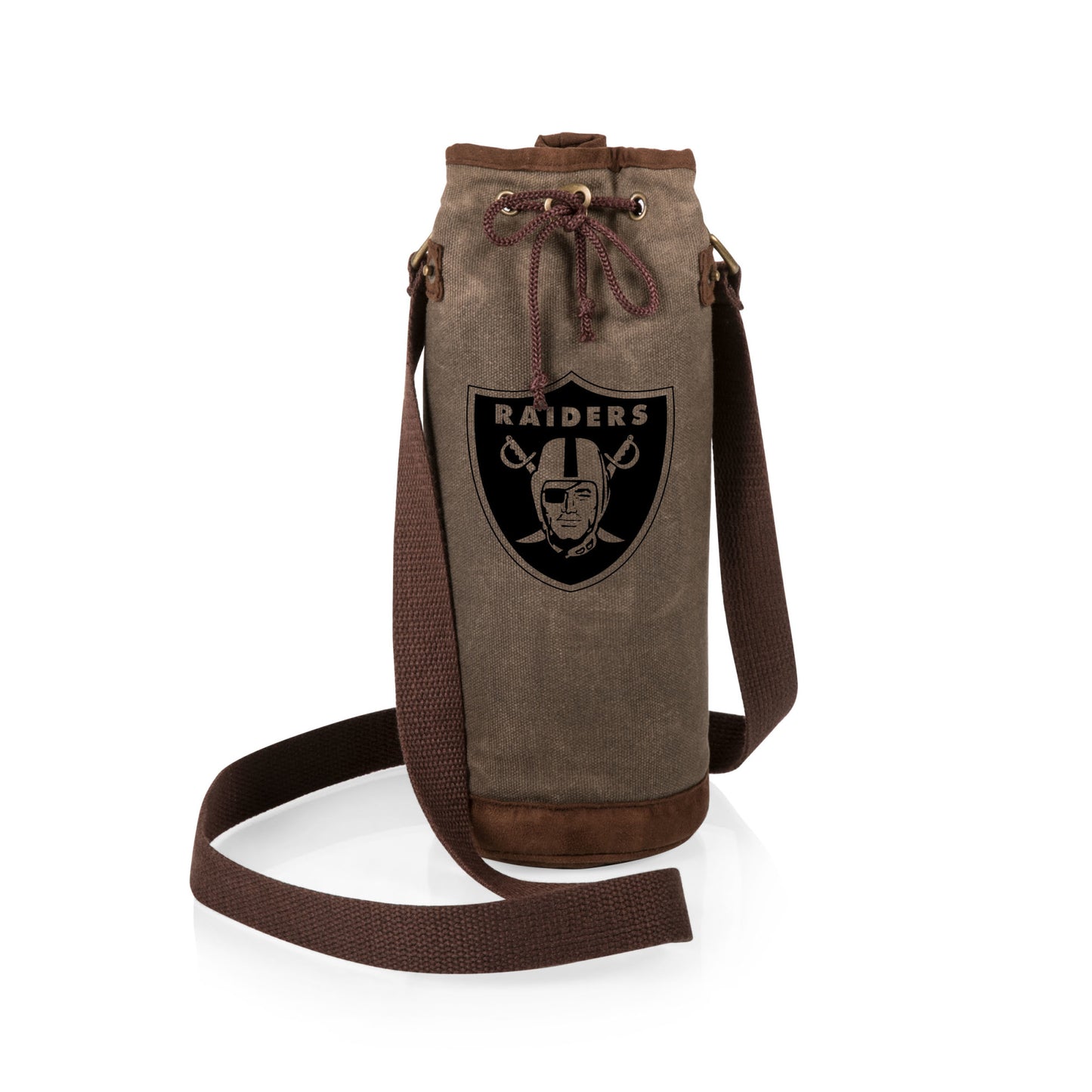 Las Vegas Raiders Waxed Canvas Wine Tote, (Khaki Green)