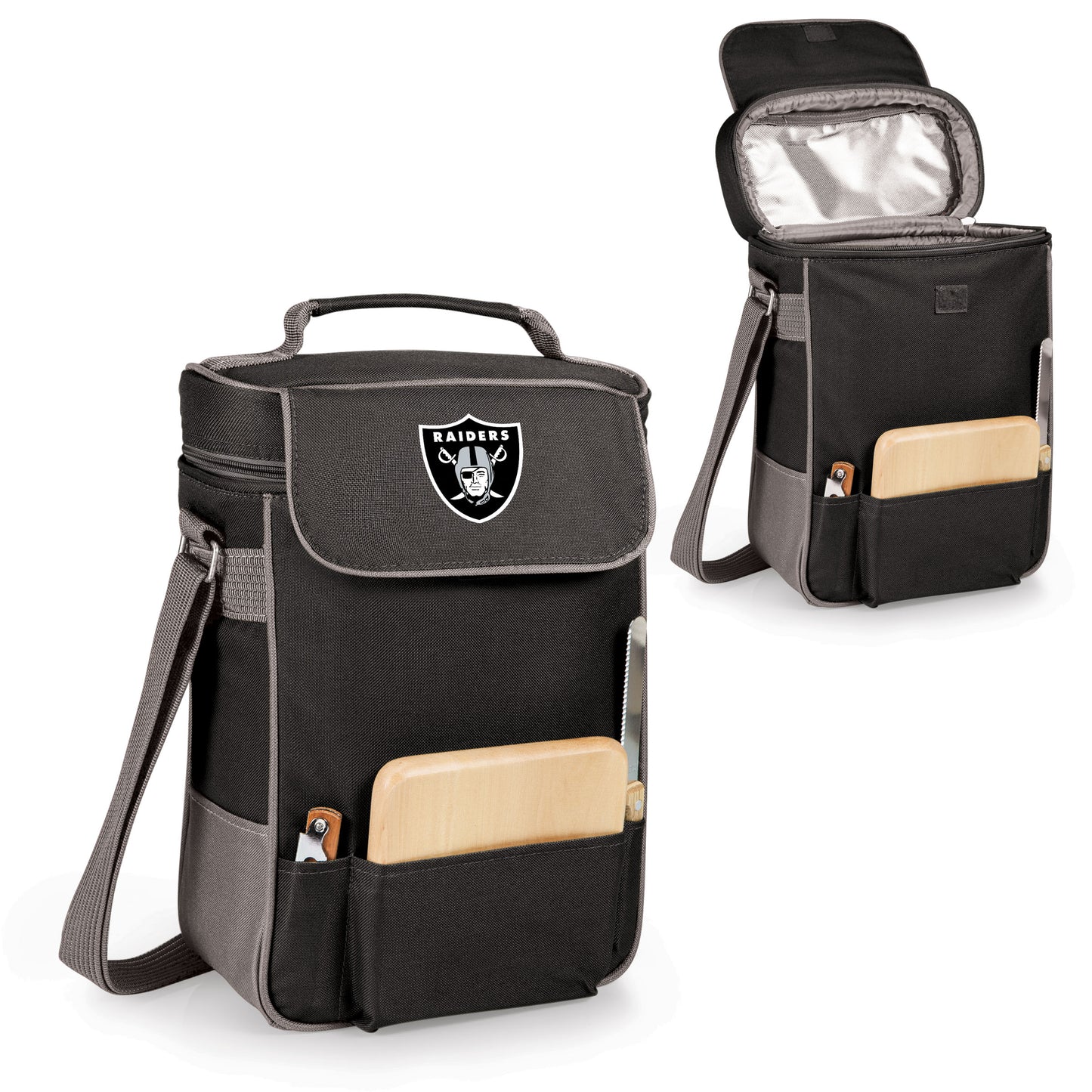 Las Vegas Raiders Duet Wine & Cheese Tote, (Black with Gray Accents)