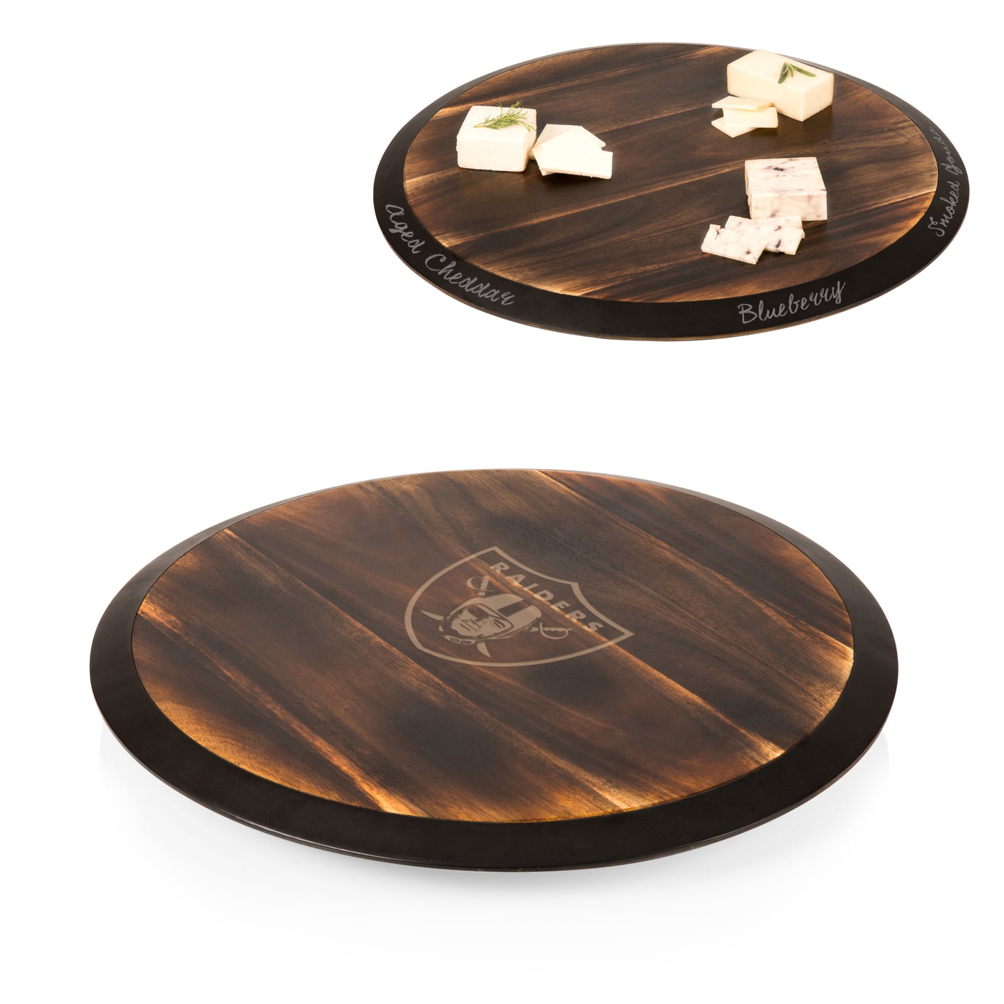 Las Vegas Raiders Lazy Susan Serving Tray, (Fire Acacia Wood)