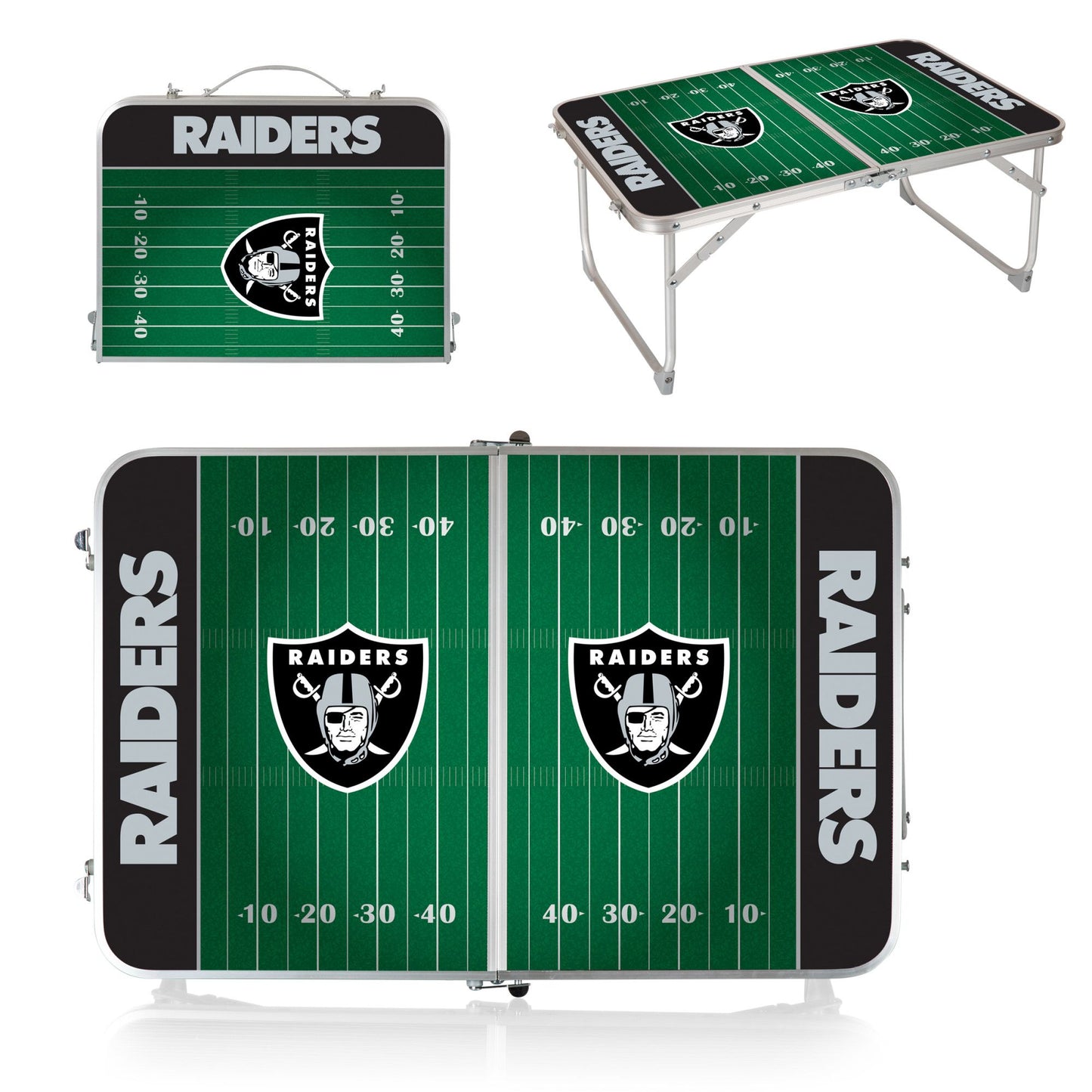 Las Vegas Raiders Concert Table Mini Portable Table, (Charcoal Wood Grain)