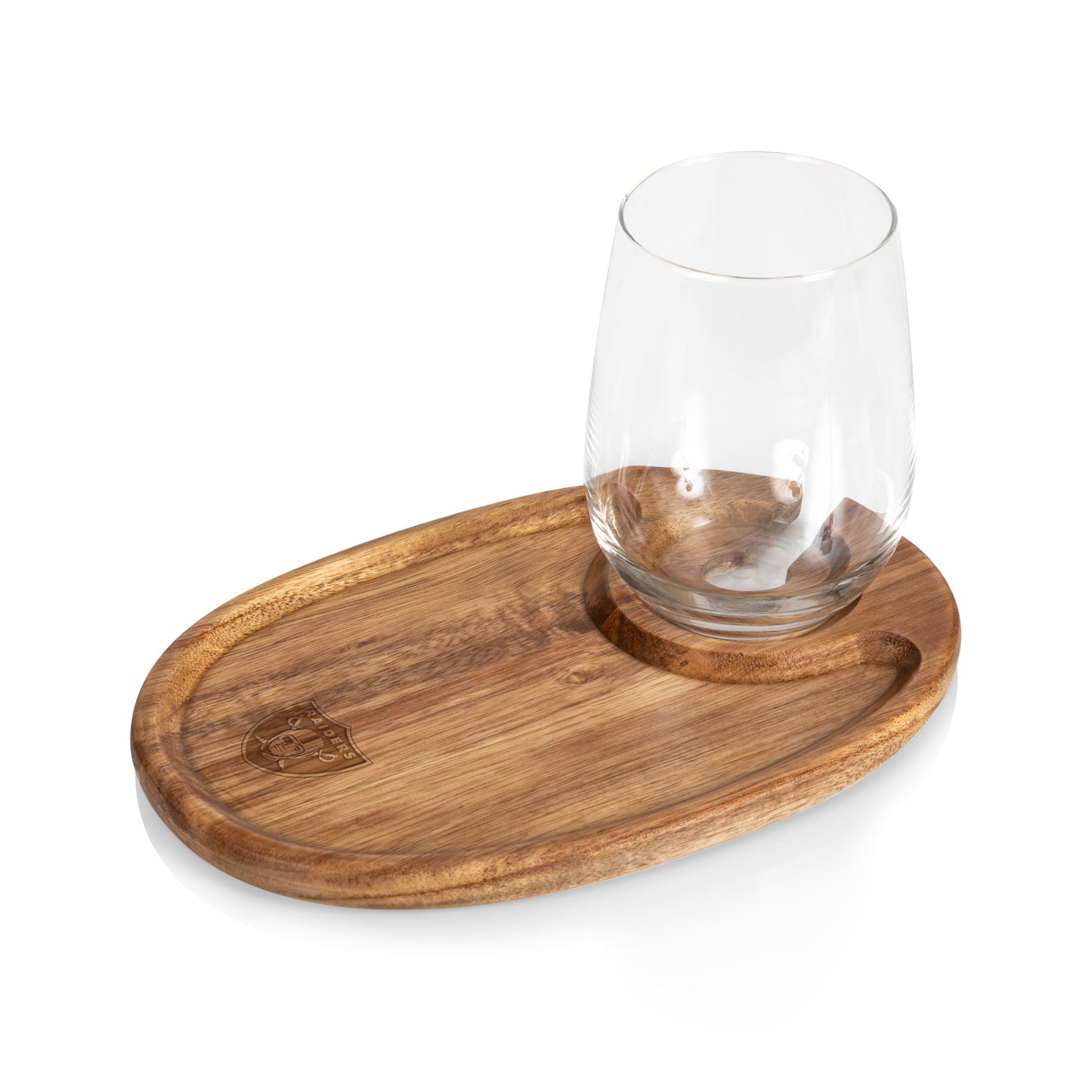 Las Vegas Raiders Wine Appetizer Plate Set Of 4, (Acacia Wood)