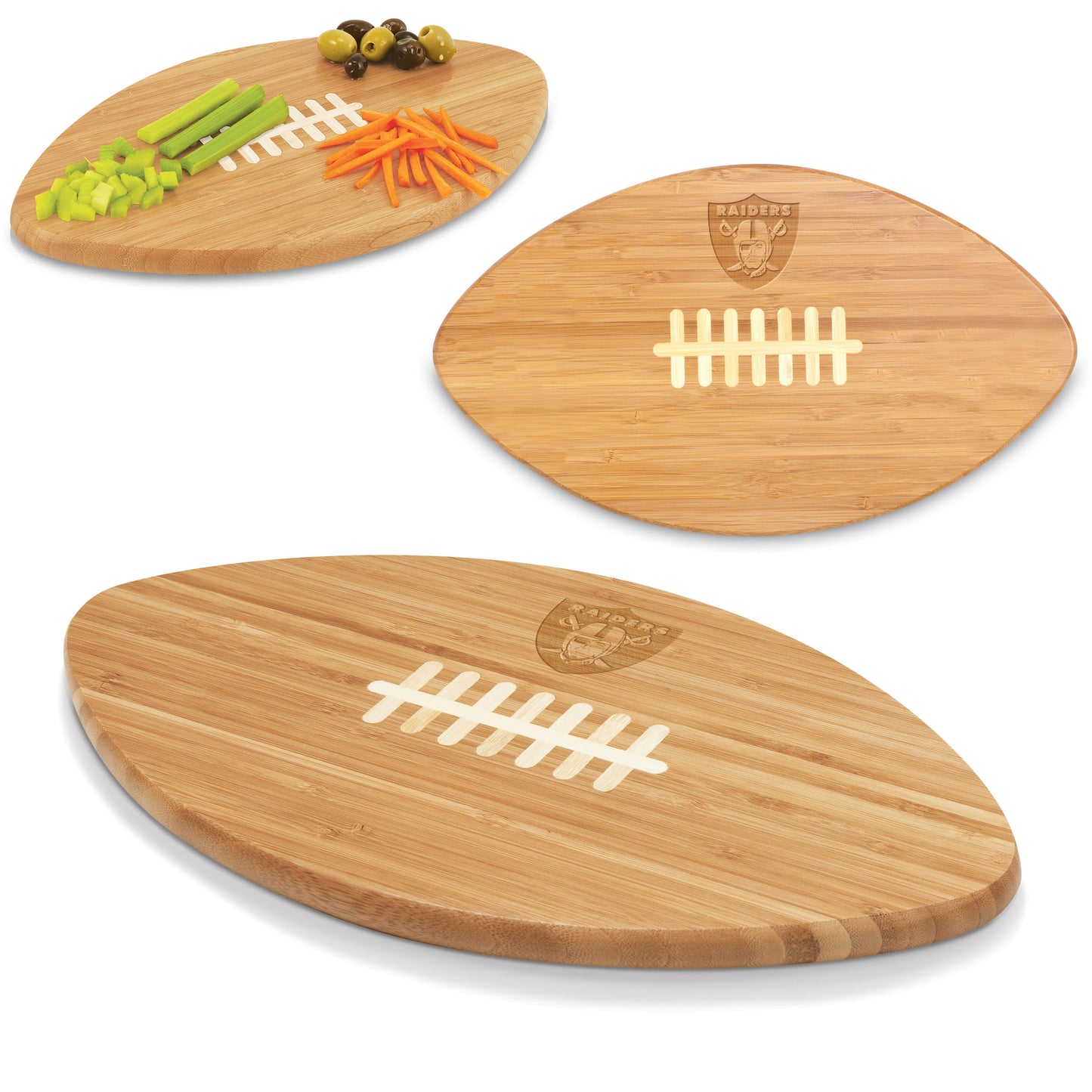 Las Vegas Raiders Touchdown! Football Cutting Board & Serving Tray, (Bamboo)