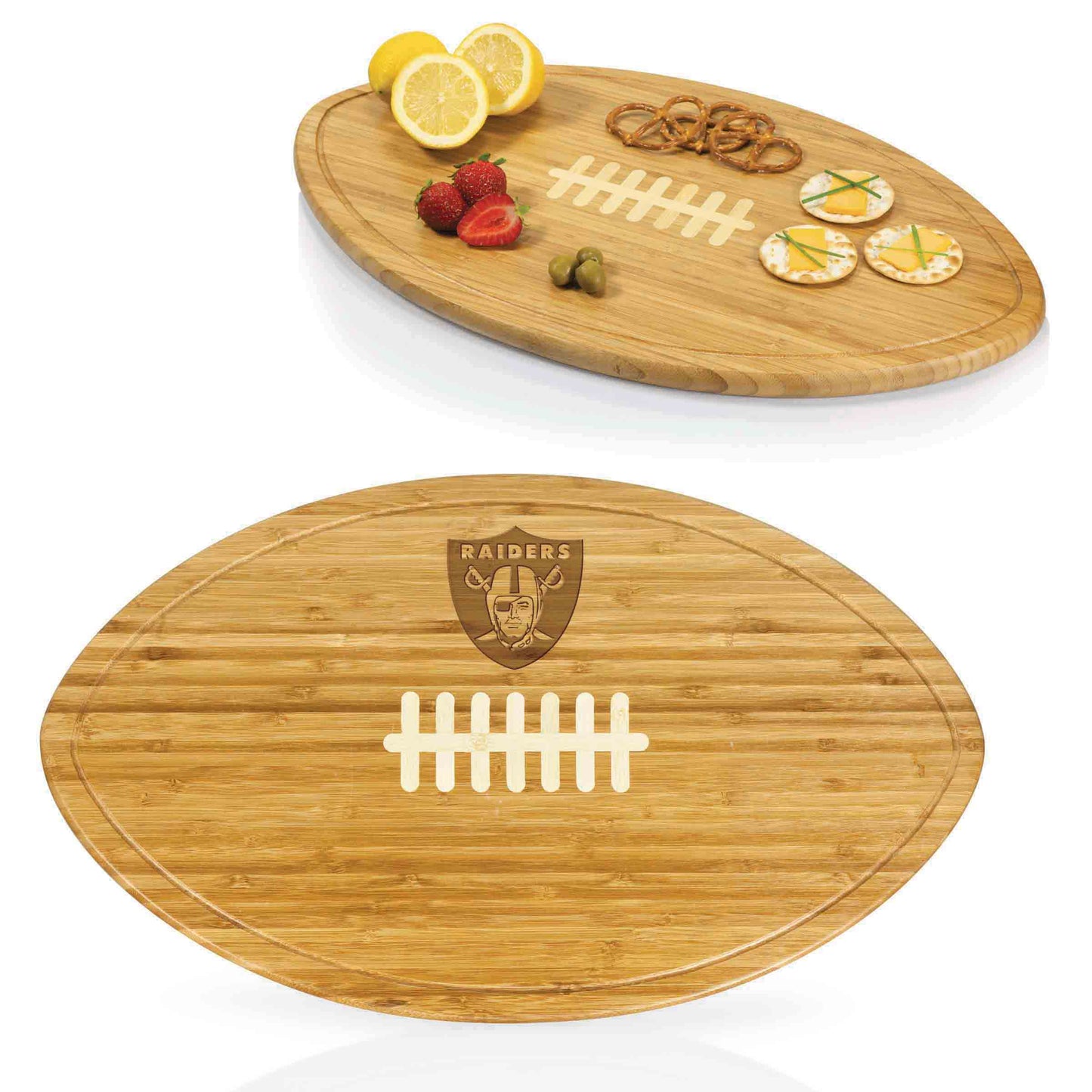 Las Vegas Raiders Kickoff Football Cutting Board & Serving Tray, (Bamboo)