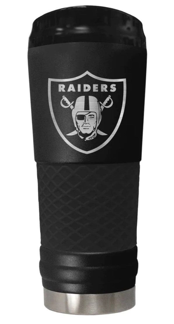 LAS VEGAS RAIDERS "THE DRAFT" 24oz STAINLESS STEEL TRAVEL TUMBLER - STEALTH
