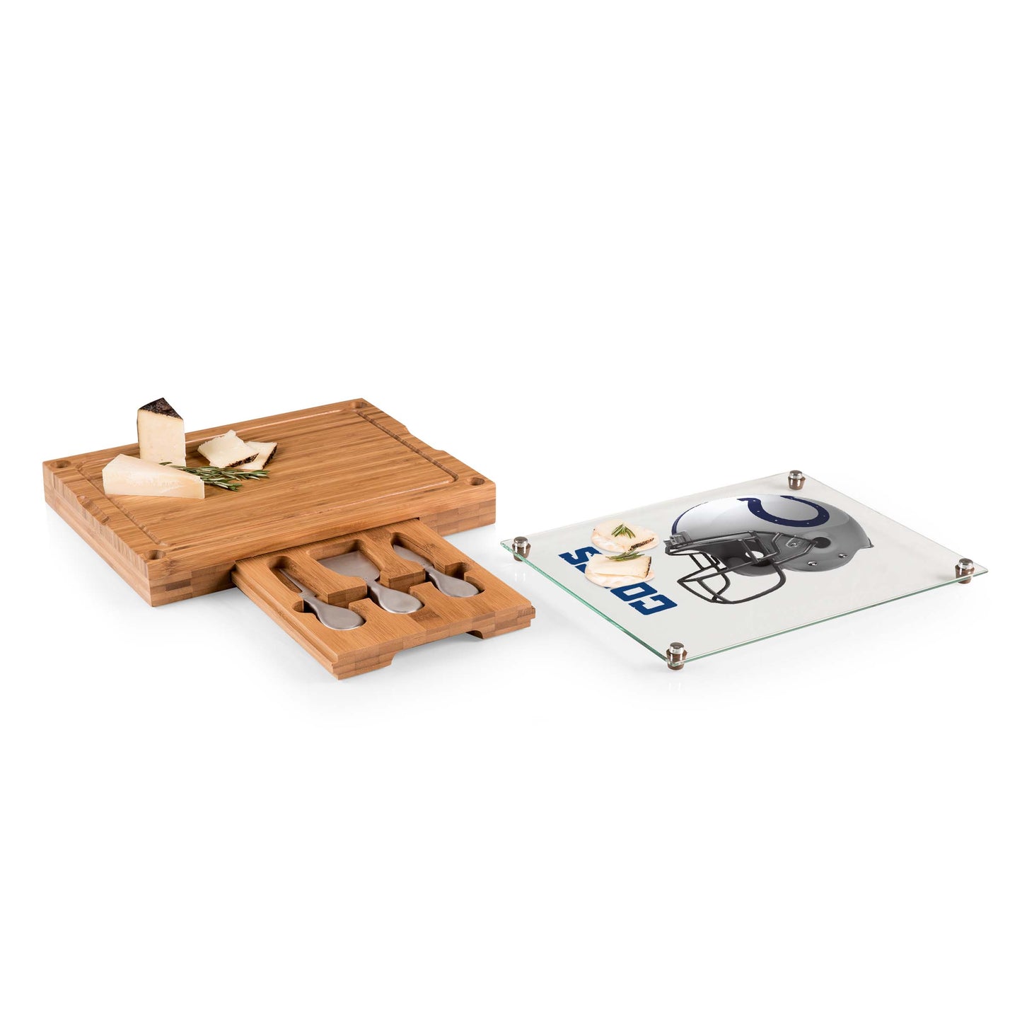 Indianapolis Colts - Concerto Glass Top Cheese Cutting Board & Tools Set
