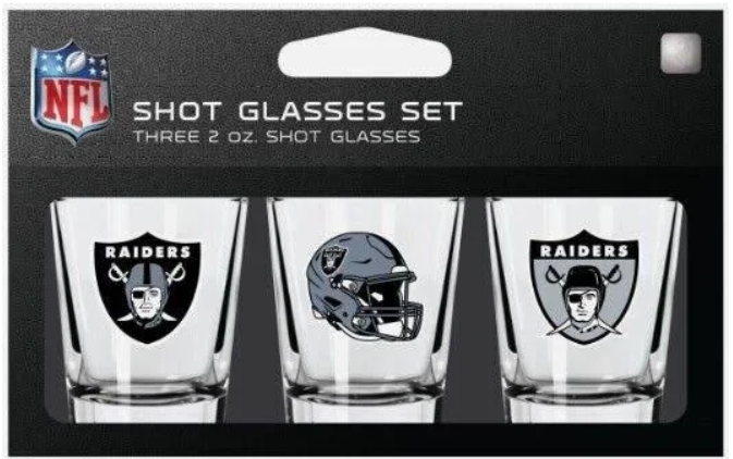 LAS VEGAS RAIDERS 3PC SHOT GLASS SET