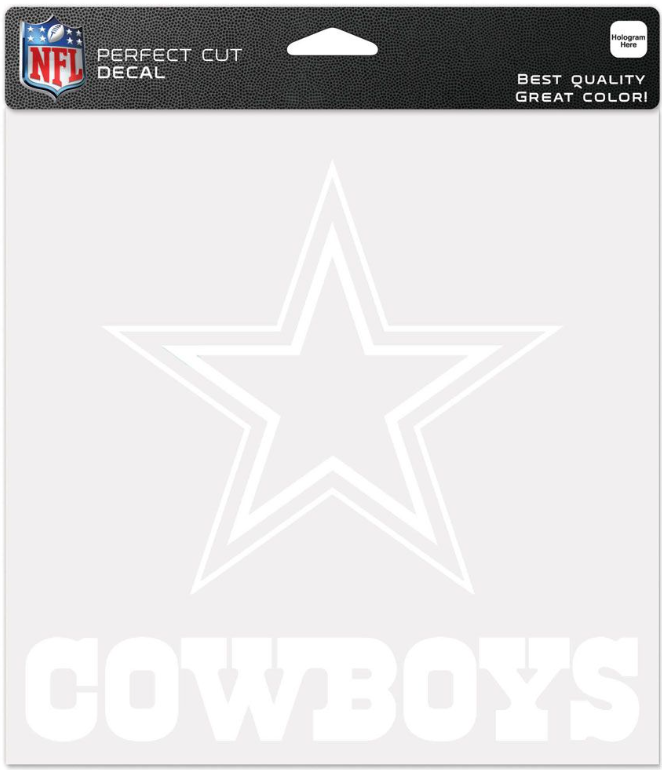 DALLAS COWBOYS PERFECT CUT WHITE DECAL 8" X 8"