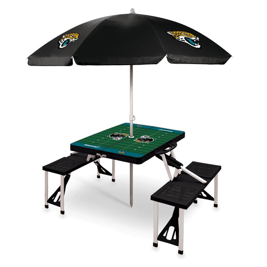 Jacksonville Jaguars - Picnic Table Portable Folding Table with Seats and Umbrella