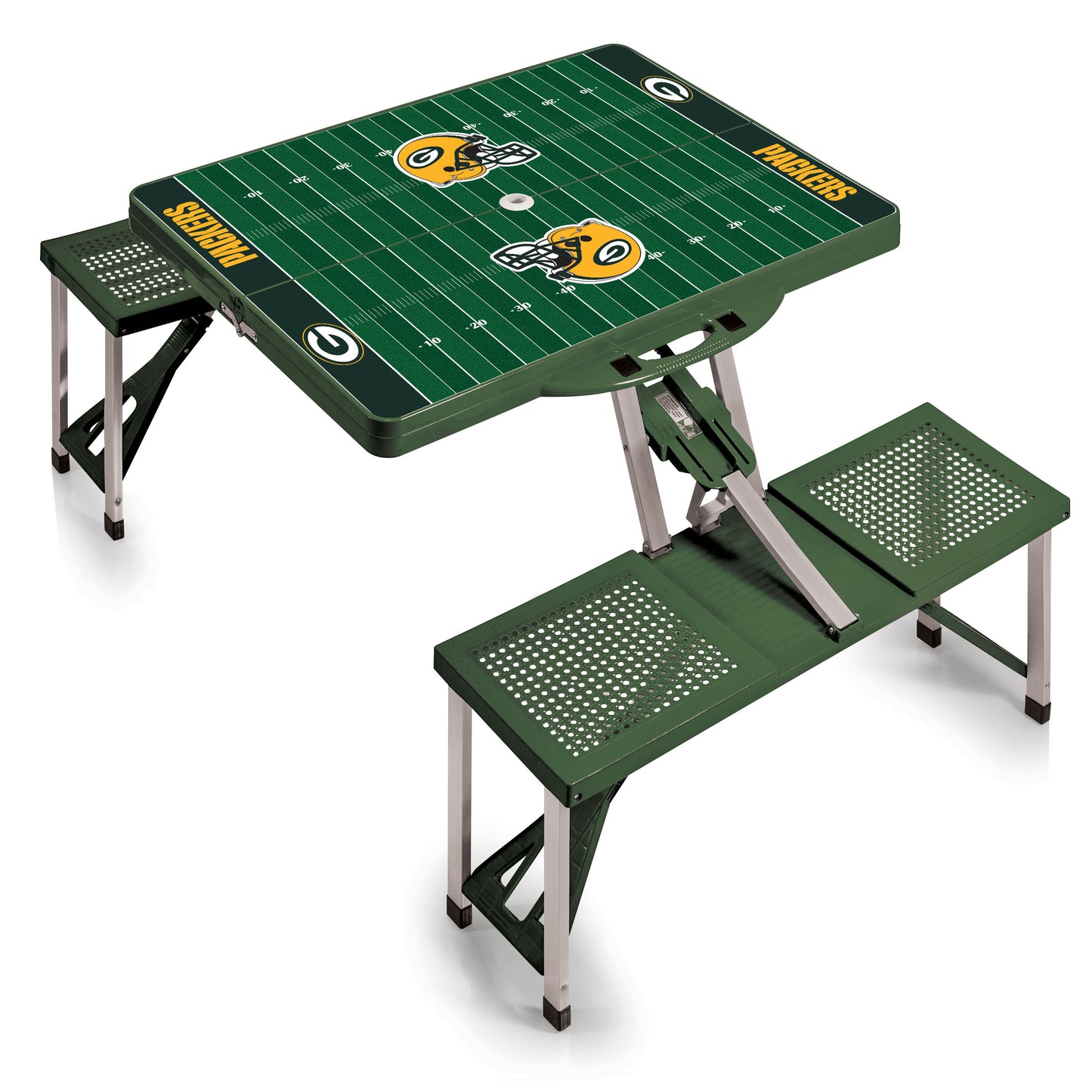 Green Bay Packers - Picnic Table Portable Folding Table with Seats - Football Field Style