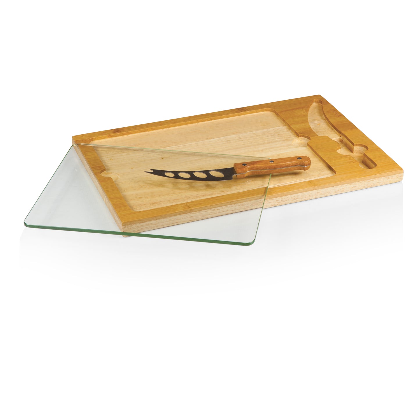 Los Angeles Chargers - Icon Glass Top Cutting Board & Knife Set - Football Field Style