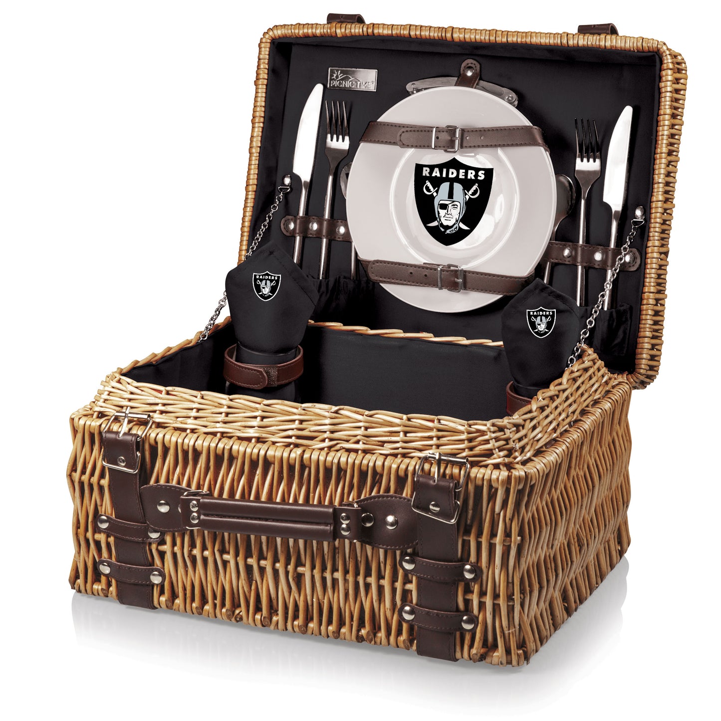 Las Vegas Raiders Champion Picnic Basket, (Black with Brown Accents)