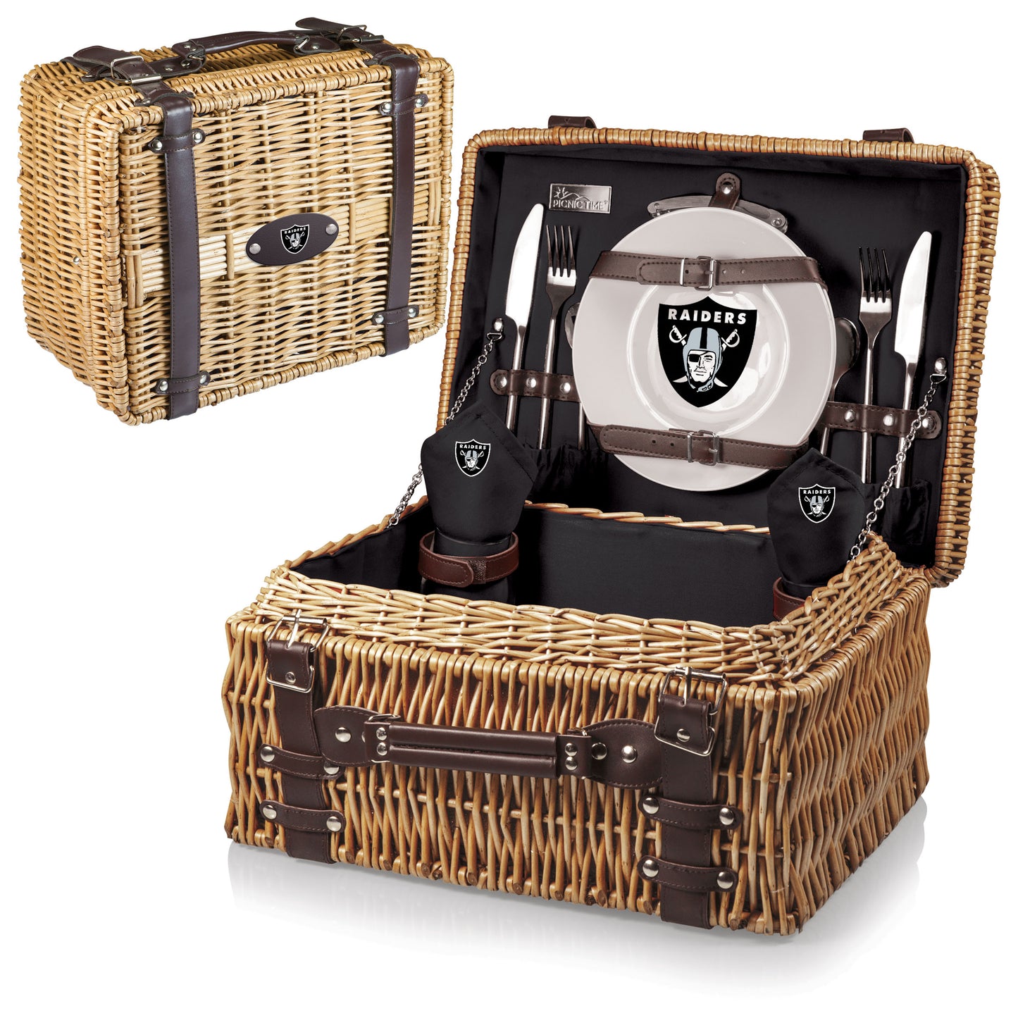 Las Vegas Raiders Champion Picnic Basket, (Black with Brown Accents)