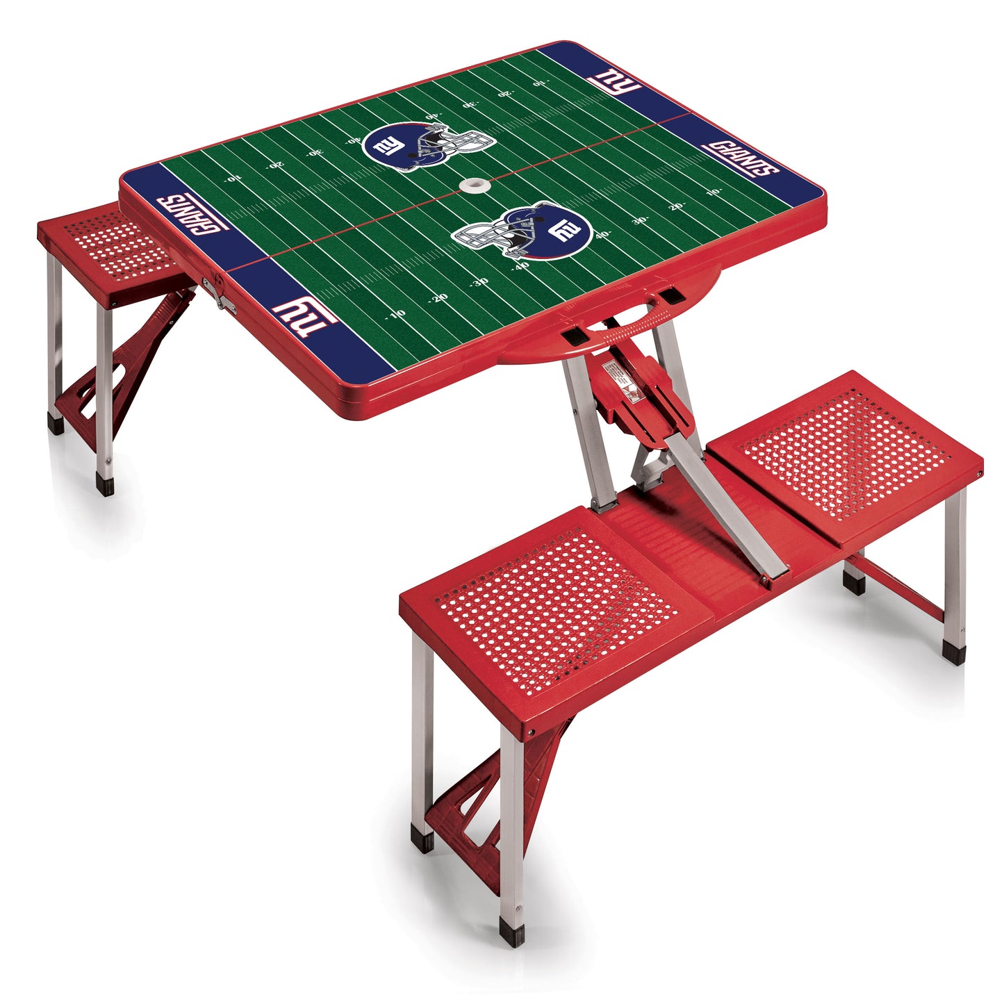 New York Giants - Picnic Table Portable Folding Table with Seats - Football Field Style