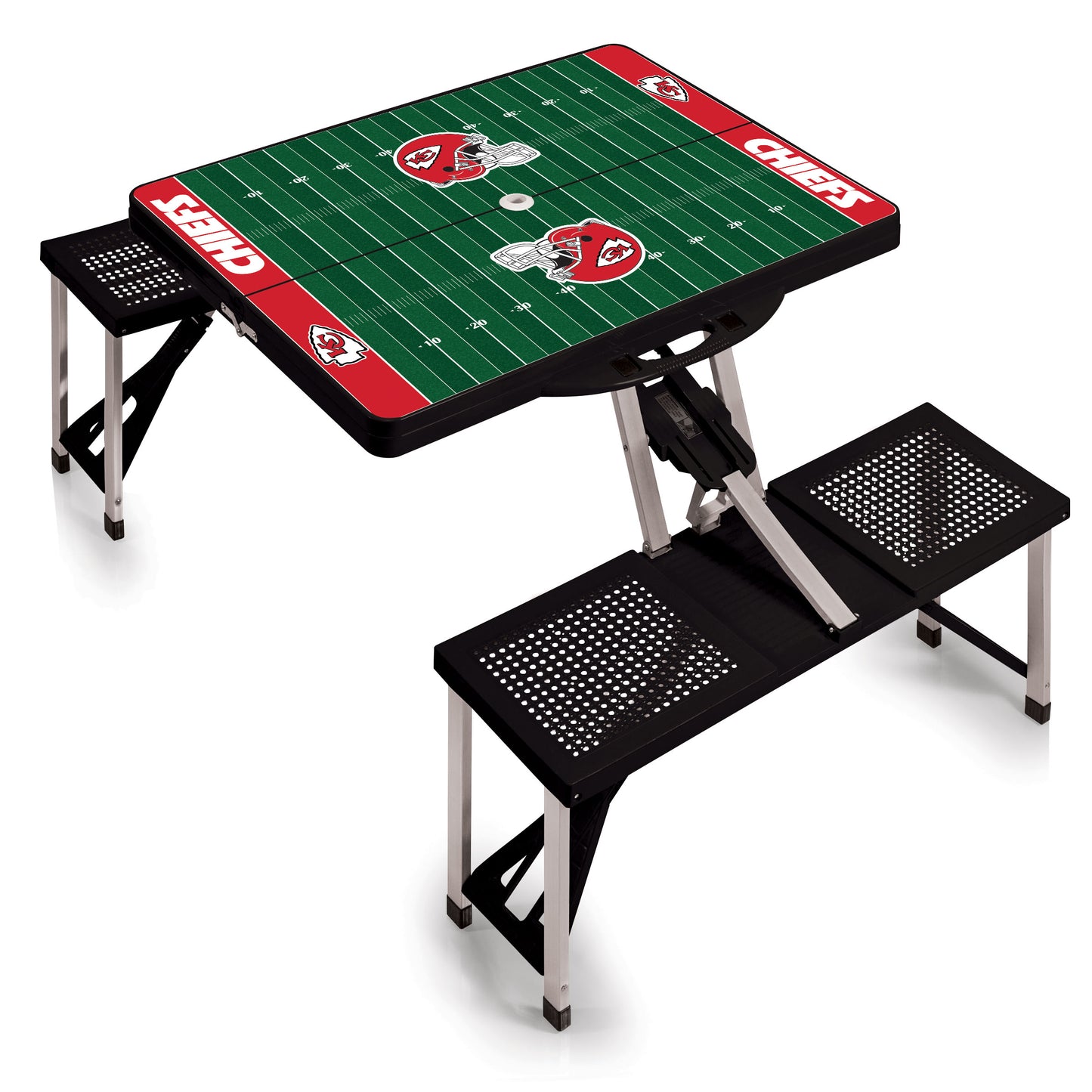 Kansas City Chiefs - Picnic Table Portable Folding Table with Seats and Umbrella