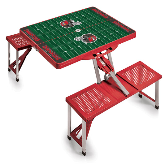 Tampa Bay Buccaneers - Picnic Table Portable Folding Table with Seats - Football Field Style