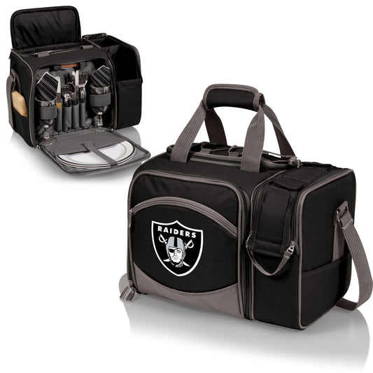 Las Vegas Raiders Malibu Picnic Basket Cooler, (Black with Gray Accents)