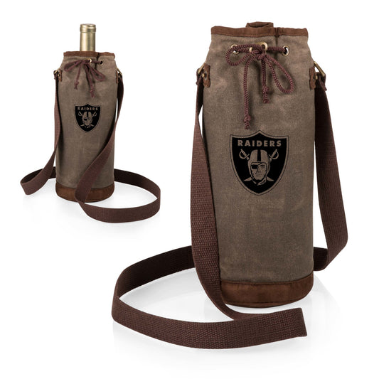 Las Vegas Raiders Waxed Canvas Wine Tote, (Khaki Green)