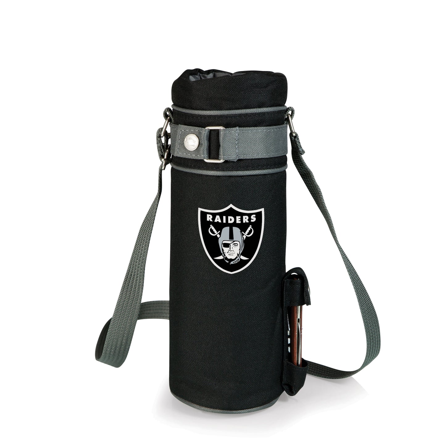 Las Vegas Raiders Wine Sack Beverage Tote, (Black with Gray Accents)