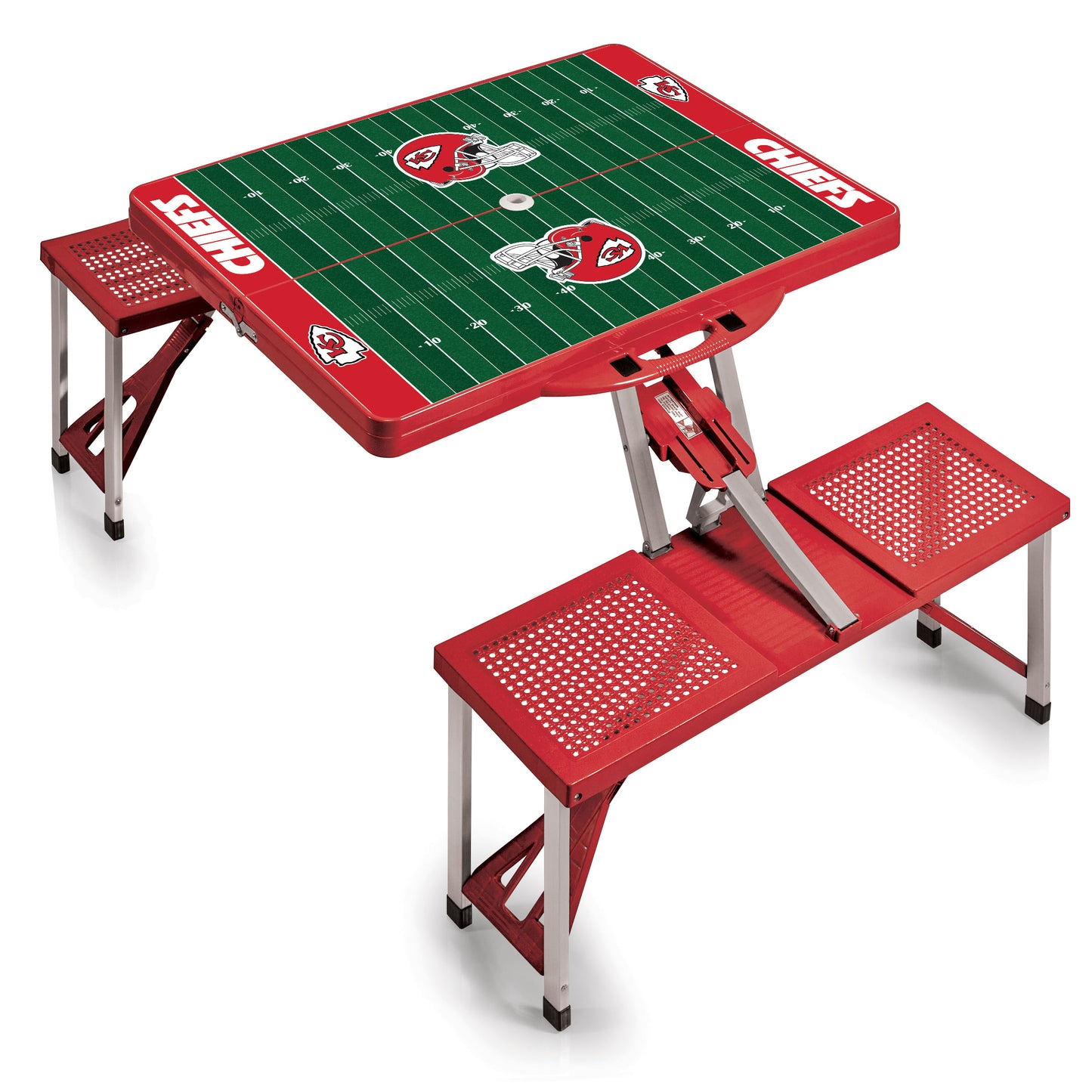 Kansas City Chiefs - Picnic Table Portable Folding Table with Seats and Umbrella