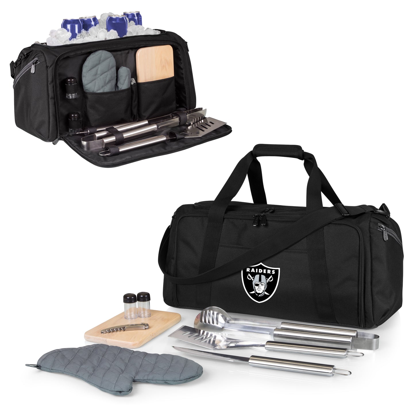 Las Vegas Raiders BBQ Kit Grill Set & Cooler, (Black)