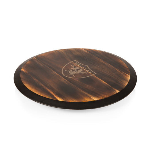 Las Vegas Raiders Lazy Susan Serving Tray, (Fire Acacia Wood)