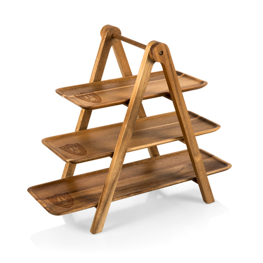 Las Vegas Raiders Serving Ladder - 3 Tiered Serving Station, (Acacia Wood)