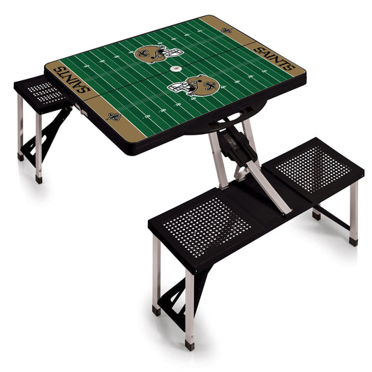 New Orleans Saints - Picnic Table Portable Folding Table with Seats - Football Field Style