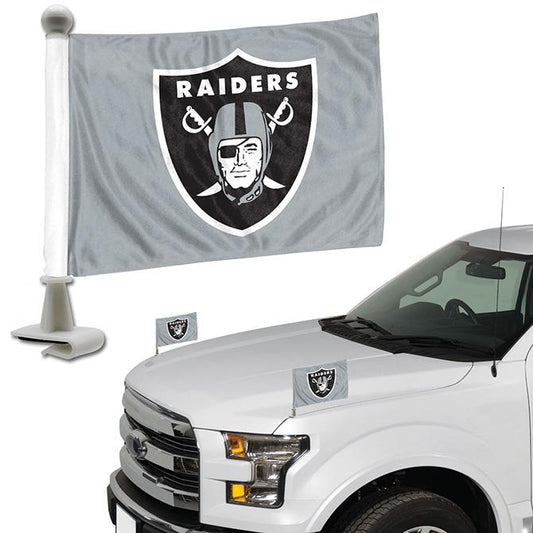 LAS VEGAS RAIDERS AMBASSADOR HOOD & TRUNK FLAG (SILVER) - SET OF 2