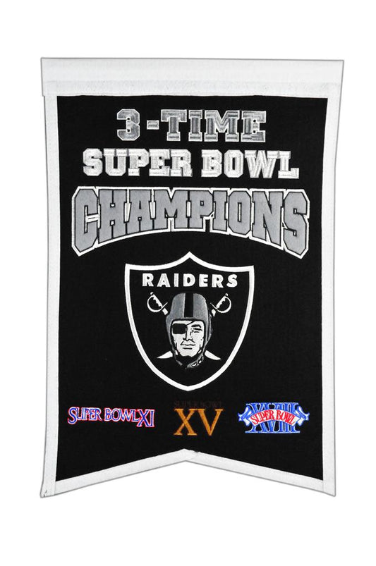 Las Vegas Raiders 3X Super Bowl Champs Banner