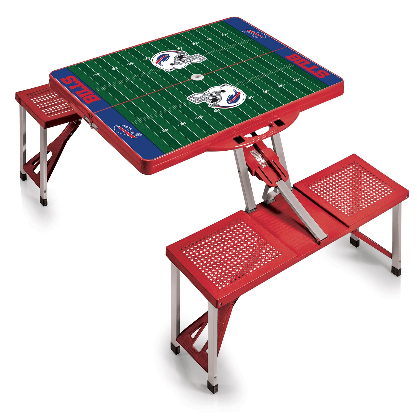 Buffalo Bills - Picnic Table Portable Folding Table with Seats - Football Field Style