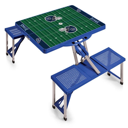 Tennessee Titans - Picnic Table Portable Folding Table with Seats - Football Field Style