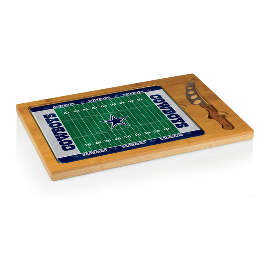 Football Field - Dallas Cowboys - Icon Glass Top Cutting Board & Knife Set