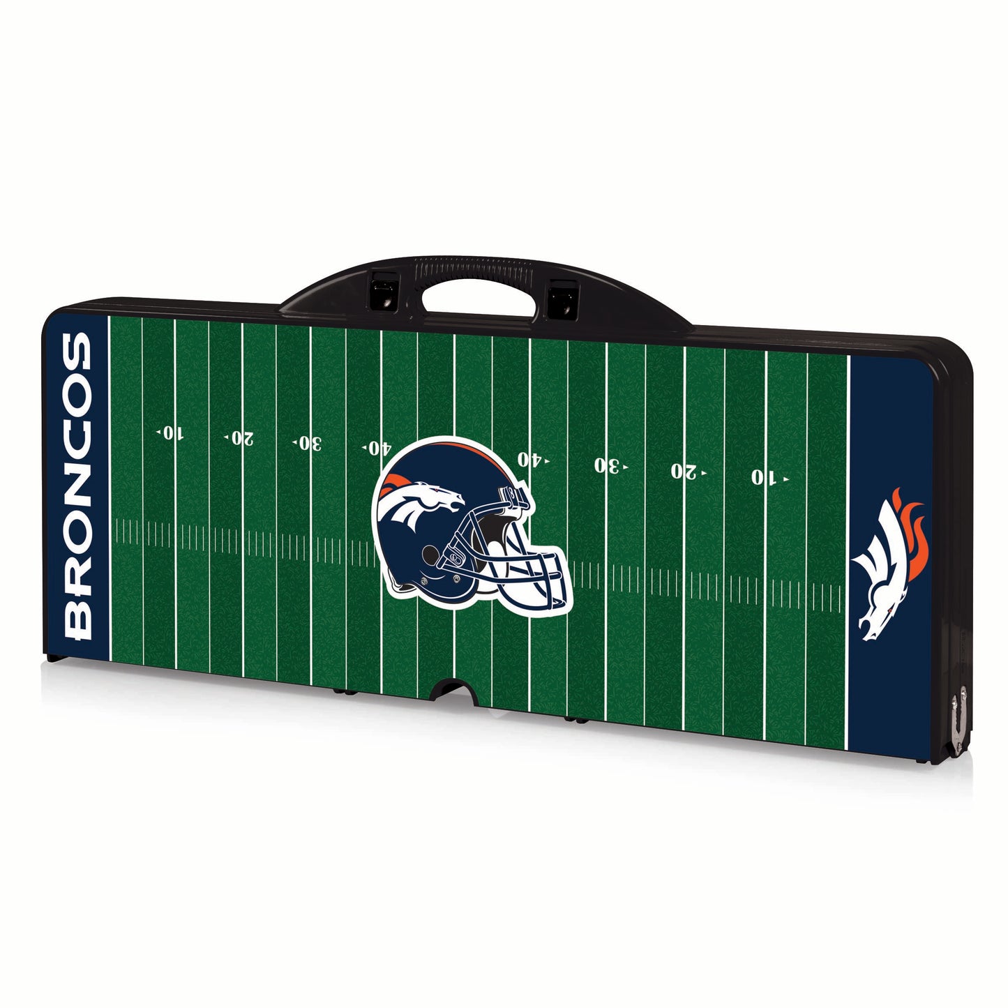 Denver Broncos - Picnic Table Portable Folding Table with Seats - Football Field Style