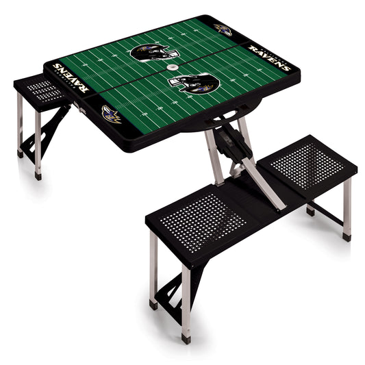 Baltimore Ravens - Picnic Table Portable Folding Table with Seats - Football Field Style