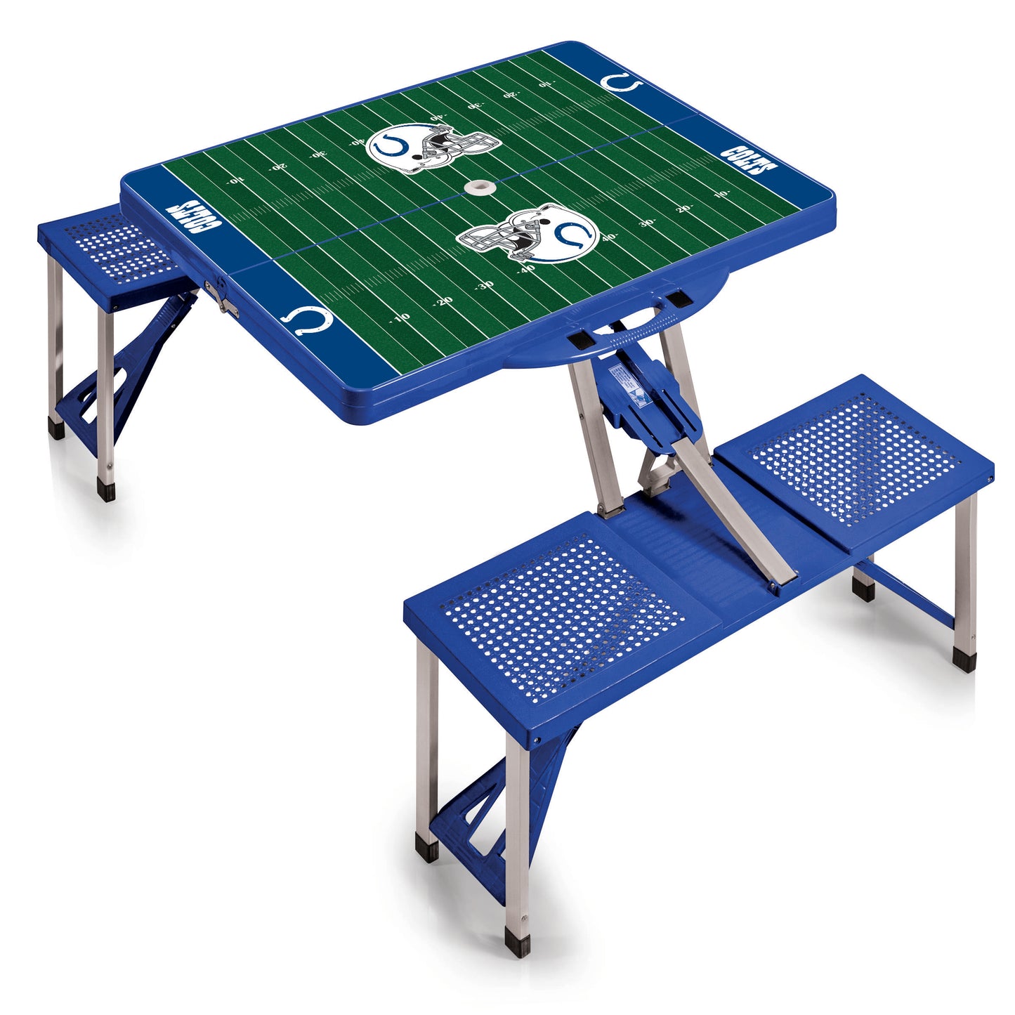 Indianapolis Colts - Picnic Table Portable Folding Table with Seats and Umbrella