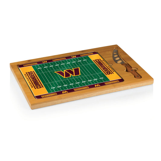 Washington Commanders - Icon Glass Top Cutting Board & Knife Set - Football Field Style